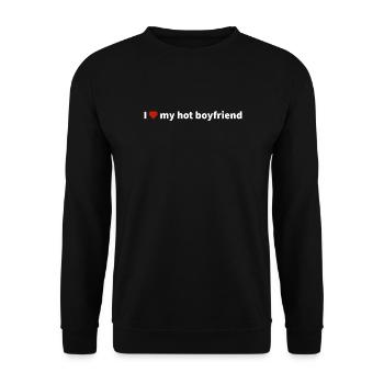 love my hot boyfriend - Unisex Pullover - Schwarz - Vorne - Alina (178cm) & Michal (187cm)