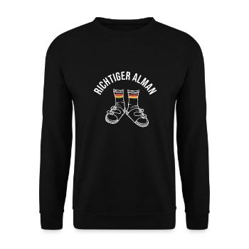 Richtiger Alman - Unisex Pullover - Schwarz - Vorne - Alina (178cm) & Michal (187cm)