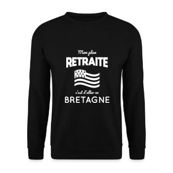 Mon plan retraite c'est d'aller en Bretagne - Sweat-shirt Unisexe - noir - Devant - Alina (178cm) & Michal (187cm)