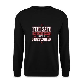 Feel safe at night with Firefighter - Unisex Sweatshirt - black - Front - Alina (178cm) & Michal (187cm)