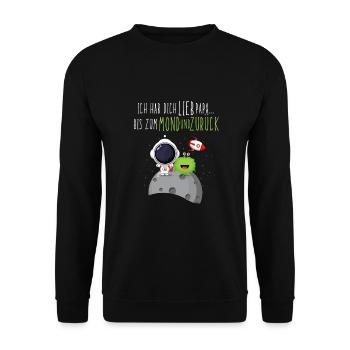 I lift you dear Dad to the moon and back - Unisex Sweatshirt - black - Front - Alina (178cm) & Michal (187cm)