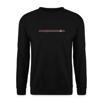 Fahrersilhouette in Retro-Streifen - Unisex Pullover - Schwarz - Vorne - Alina (178cm) & Michal (187cm)