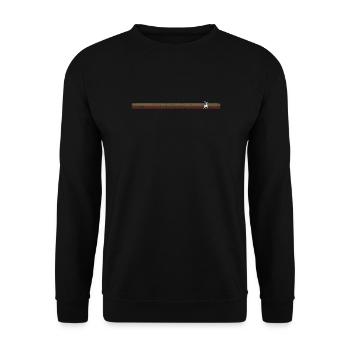 Nordische Rentiere auf Retro-Streifen - Unisex Pullover - Schwarz - Vorne - Alina (178cm) & Michal (187cm)
