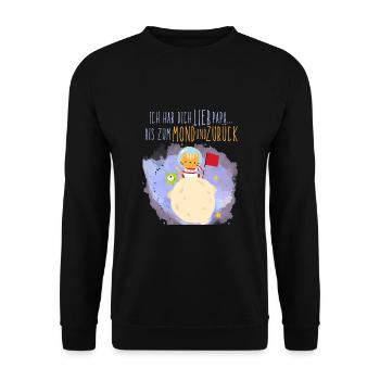 I lift you dear Dad to the moon and back - Unisex Sweatshirt - black - Front - Alina (178cm) & Michal (187cm)