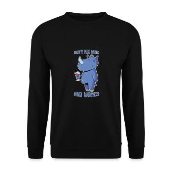 Mischen Sie Nicht Wein Und Weiblichen Nashornwitz - Unisex Pullover - Schwarz - Vorne - Alina (178cm) & Michal (187cm)