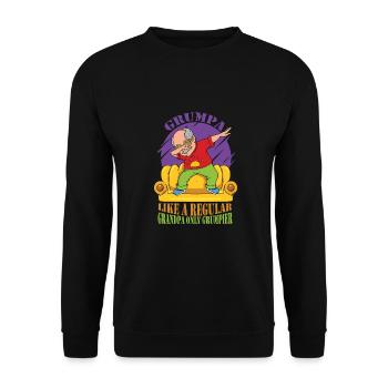 Grumpa like a normal grandpa, only grumpier - Unisex Sweatshirt - black - Front - Alina (178cm) & Michal (187cm)