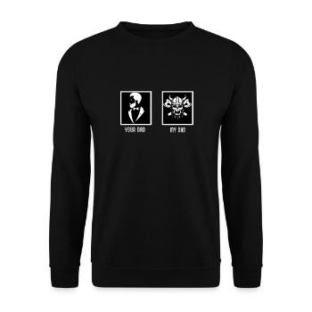 Dein Vater Mein Vater Gentleman Scharfe Waffen - Unisex Pullover - Schwarz - Vorne - Alina (178cm) & Michal (187cm)