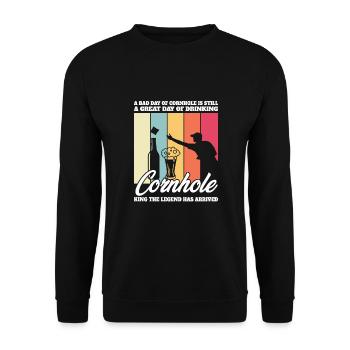Ein schlechter Tag beim Cornhole-Spiel - Unisex Pullover - Schwarz - Vorne - Alina (178cm) & Michal (187cm)