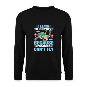 Ich Lerne Fallschirmspringen - Unisex Pullover - Schwarz - Vorne - Alina (178cm) & Michal (187cm)