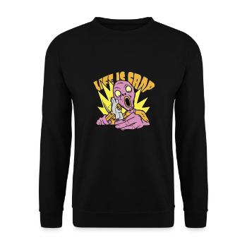 Life is Crap Hammer Fix Pain Finger Blood Blood - Unisex Sweatshirt - black - Front - Alina (178cm) & Michal (187cm)