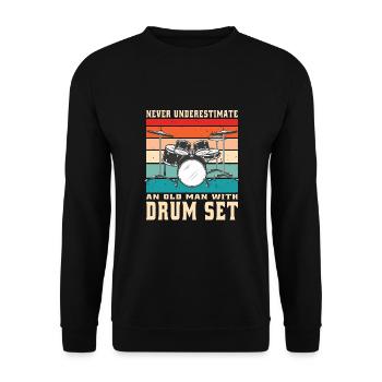 Unterschätzen Sie Niemals Einen Alten Mann - Unisex Pullover - Schwarz - Vorne - Alina (178cm) & Michal (187cm)