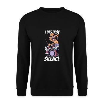 Je détruis Silent Gift Man Drums - Sweat-shirt Unisexe - noir - Devant - Alina (178cm) & Michal (187cm)