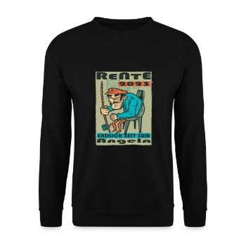Rente 2023 Endlich Zeit Zum Angeln - Unisex Pullover - Schwarz - Vorne - Alina (178cm) & Michal (187cm)