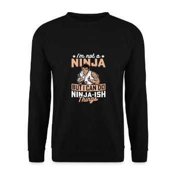 Ich bin kein Ninja, aber ich kann Ninja-ähnliche Dinge tun - Unisex Pullover - Schwarz - Vorne - Alina (178cm) & Michal (187cm)