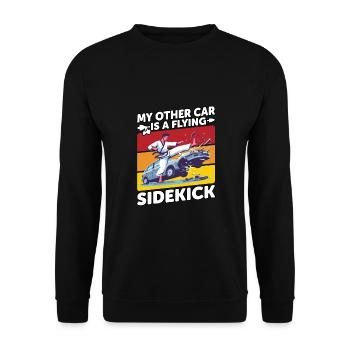 Mein anderes Auto ist ein fliegender Sidekick - Unisex Pullover - Schwarz - Vorne - Alina (178cm) & Michal (187cm)