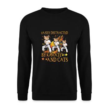 Facilement distrait par le karaté et les chats - Sweat-shirt Unisexe - noir - Devant - Alina (178cm) & Michal (187cm)