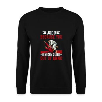 Judo, weil dir die Munition ausgehen könnte - Unisex Pullover - Schwarz - Vorne - Alina (178cm) & Michal (187cm)