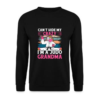 Ich kann meinen Wahnsinn nicht verbergen: Ich bin eine Judo-Oma - Unisex Pullover - Schwarz - Vorne - Alina (178cm) & Michal (187cm)