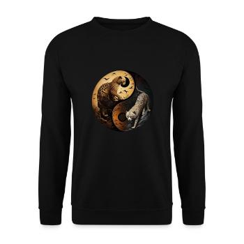 Yin Yang Wildkatzen - Unisex Pullover - Schwarz - Vorne - Alina (178cm) & Michal (187cm)