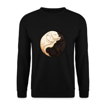 Yin Yang Welpe - Unisex Pullover - Schwarz - Vorne - Alina (178cm) & Michal (187cm)