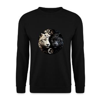 Yin Yang Wildkatzen - Unisex Pullover - Schwarz - Vorne - Alina (178cm) & Michal (187cm)