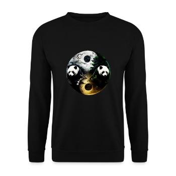 Yin Yang Panda - Unisex Pullover - Schwarz - Vorne - Alina (178cm) & Michal (187cm)