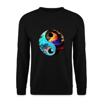 Yin Yang - Unisex Pullover - Schwarz - Vorne - Alina (178cm) & Michal (187cm)