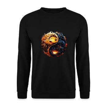 Yin Yang - Unisex Pullover - Schwarz - Vorne - Alina (178cm) & Michal (187cm)