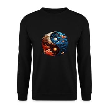 Yin Yang - Unisex Pullover - Schwarz - Vorne - Alina (178cm) & Michal (187cm)