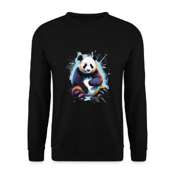 Panda - Unisex Sweatshirt - black - Front - Alina (178cm) & Michal (187cm)