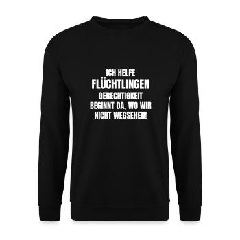 Flüchtlingshelfer für Gerechtigkeit. - Unisex Pullover - Schwarz - Vorne - Alina (178cm) & Michal (187cm)