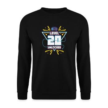 Level Up Gamer Zocker Gaming 20er Nerd Geschenk - Unisex Pullover - Schwarz - Vorne - Alina (178cm) & Michal (187cm)