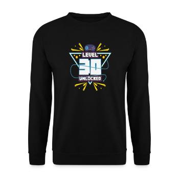 Level Up Gamer Zocker Gaming 30er Nerd Geschenk - Unisex Pullover - Schwarz - Vorne - Alina (178cm) & Michal (187cm)