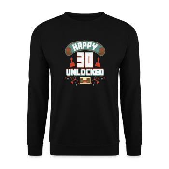 Level Up Gamer Zocker Gaming 30er Retro Geschenk - Unisex Pullover - Schwarz - Vorne - Alina (178cm) & Michal (187cm)