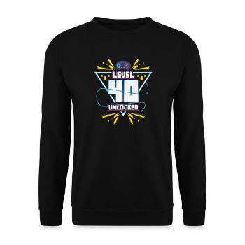 Level Up Gamer Zocker Gaming 40er Nerd Geschenk - Unisex Pullover - Schwarz - Vorne - Alina (178cm) & Michal (187cm)