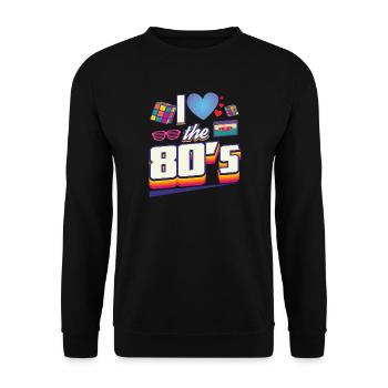 I Love 80s 80s Themed Party Outfit Gift - Sweat-shirt Unisexe - noir - Devant - Alina (178cm) & Michal (187cm)