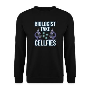 Cell-Fie Funny Biologie Biologen Laborant Geschenk - Unisex Pullover - Schwarz - Vorne - Alina (178cm) & Michal (187cm)