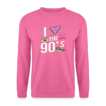 I Love 90s 90s Motto Party Outfit Gift - Sweat-shirt Unisexe - rose - Devant
