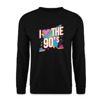 I Love 90s 90s Motto Party Outfit Gift - Sweat-shirt Unisexe - noir - Devant - Alina (178cm) & Michal (187cm)
