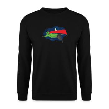 Katzen Superheld Held Katzenliebhaber Geschenk - Unisex Pullover - Schwarz - Vorne - Alina (178cm) & Michal (187cm)