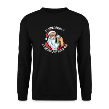 Weihnachten? Ich bin nur zum Saufen hier fun xmas - Unisex Pullover - Schwarz - Vorne - Alina (178cm) & Michal (187cm)