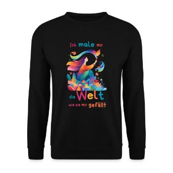 Ich male mir die Welt wie sie mir gefällt - Unisex Pullover - Schwarz - Vorne - Alina (178cm) & Michal (187cm)