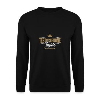 Testosteron Party Pumper Mann Geschenk Fitness - Unisex Pullover - Schwarz - Vorne - Alina (178cm) & Michal (187cm)
