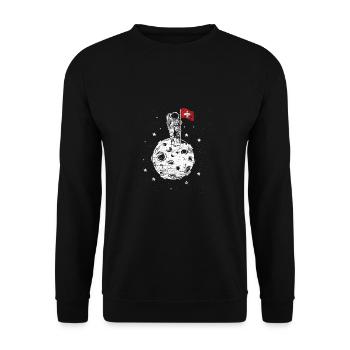 Suisse drapeau sur la lune astronaute cadeau - Sweat-shirt Unisexe - noir - Devant - Alina (178cm) & Michal (187cm)