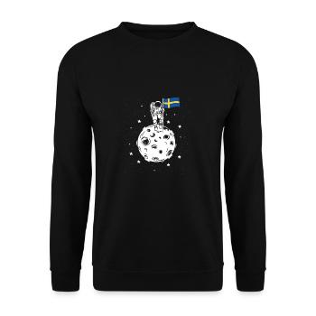 Astronaut mit schwedischer Flagge auf dem Mond - Unisex Pullover - Schwarz - Vorne - Alina (178cm) & Michal (187cm)