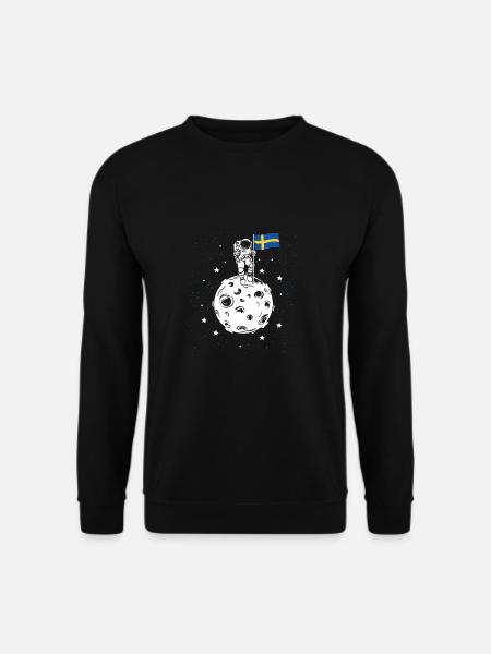 Astronaut mit schwedischer Flagge auf dem Mond - Unisex Pullover - Schwarz