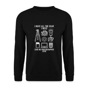 Photographe chemise photographie cadeau drôle - Sweat-shirt Unisexe - noir - Devant - Alina (178cm) & Michal (187cm)