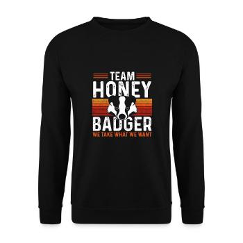 Mannschaft Honigdachs Sport - Unisex Pullover - Schwarz - Vorne - Alina (178cm) & Michal (187cm)