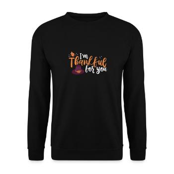 Ich Bin dir Dankbar Thanksgiving - Unisex Pullover - Schwarz - Vorne - Alina (178cm) & Michal (187cm)