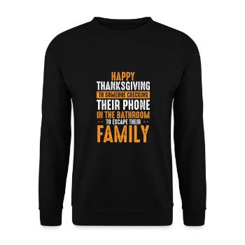 Entkomme Der Familie An Thanksgiving - Unisex Pullover - Schwarz - Vorne - Alina (178cm) & Michal (187cm)